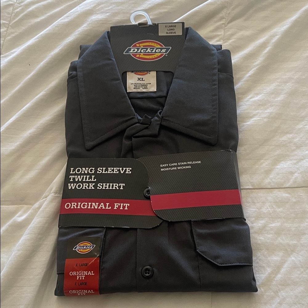 Dickies Men's Charcoal Long Sleeve Twill Shirt